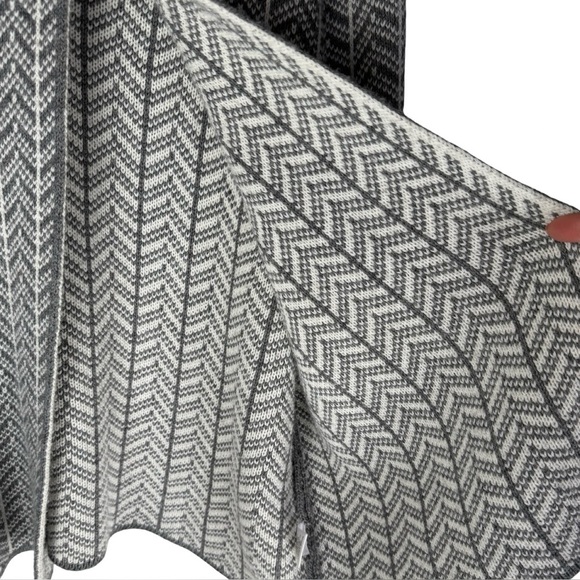 Bianca G. Knit Cape Jacket Gray White Herringbone Wool W Size XL Made in Italy - Picture 5 of 8